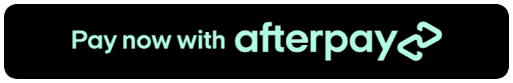 Black button with mint text and a mint Afterpay wordmark