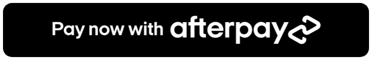 Black button with white text and a white Afterpay wordmark