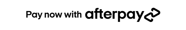White button with no outline, black text, and a black Afterpay wordmark