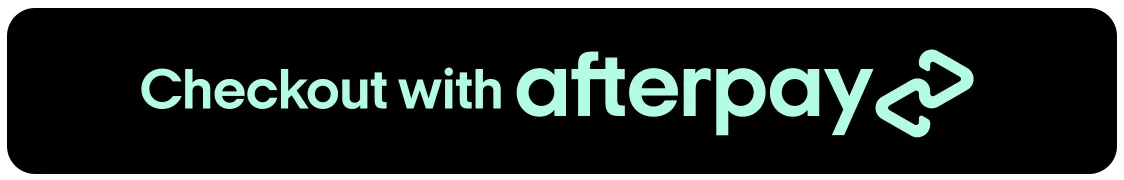 Black Checkout with Afterpay button with a mint wordmark, default palette